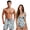 A-Fish Camo, variant on Brown Leopard Couple Swimsuits Matching Set Him and Her Women's Ruffled One Piece Swimsuit V Neck Lace Up Bathing Suits Men's Quick Dry Swim Trunks Drawstring Beach Shorts