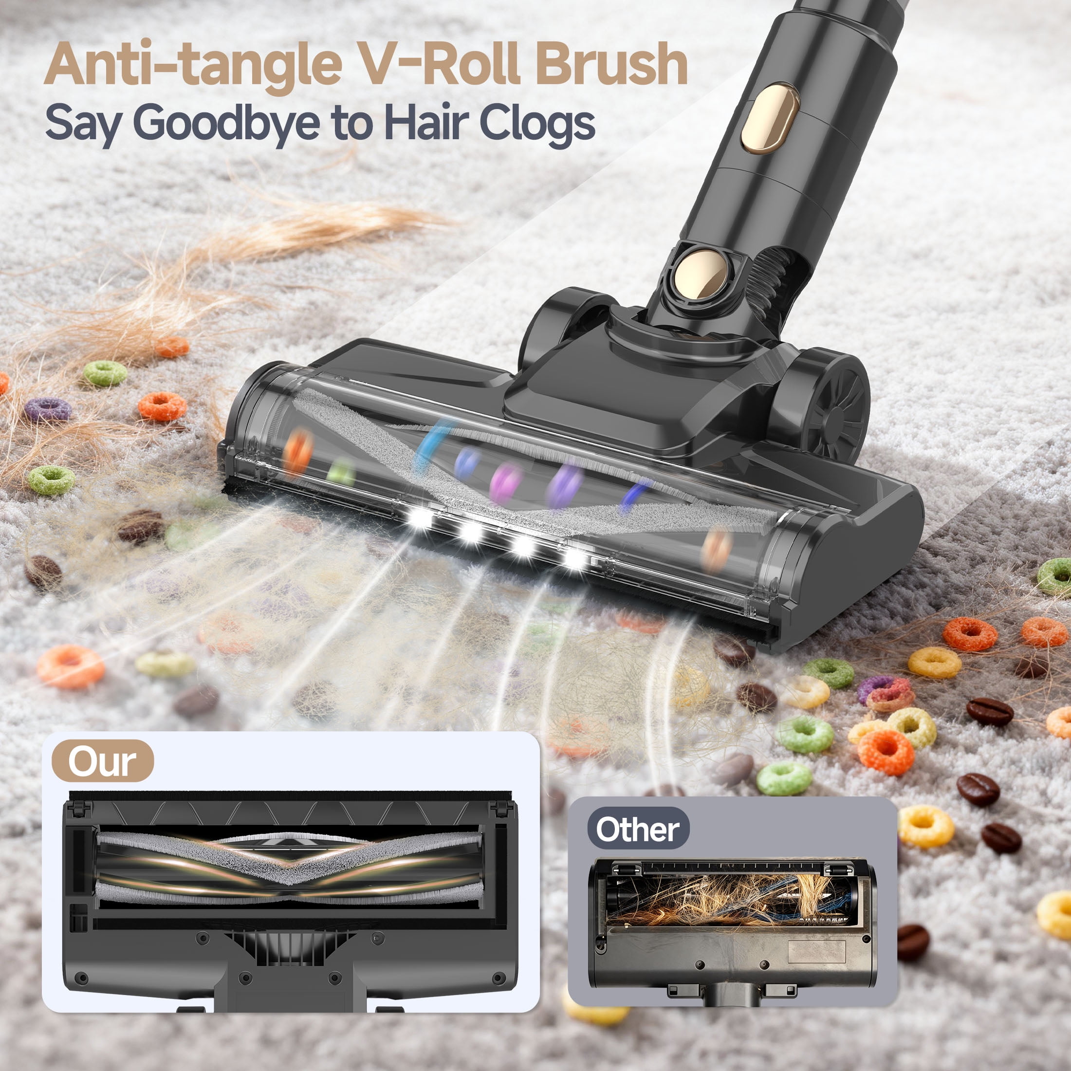 YOMA Cordless Vacuum Cleaner,Lightweight Handheld&Stick Vacuum for Home Hard Floor Carpet Pet Hair