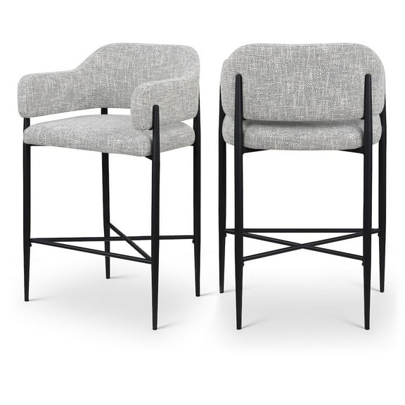 Meridian Furniture Dame Grey Polyester Counter Stool (Set of 2)