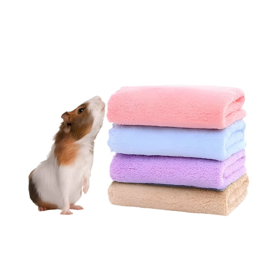 XIBUFE 4Pcs Pet Cage Liners Fleece Liner Guinea Pig Fleece Bed Mat Rectangular Soft Warm Plush Pillow Hamster House Nest Blanket Hedgehog Guinea Pig Small Animals Pet Supplies