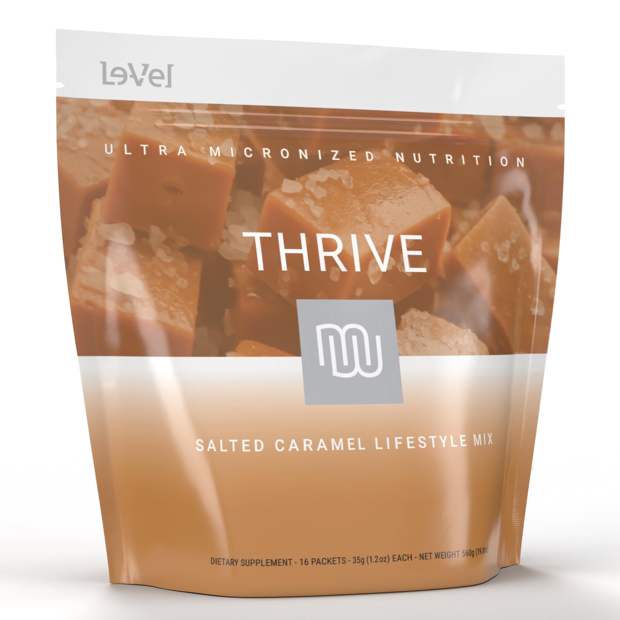 Thrive Protein Shake | 16 Packets (35g Each) | Gluten-Free, Pea Protein, Probiotics, Fiber & Digestive Enzymes | Supports Lean Muscle (16 Packets (Single Servings), Salted Caramel)