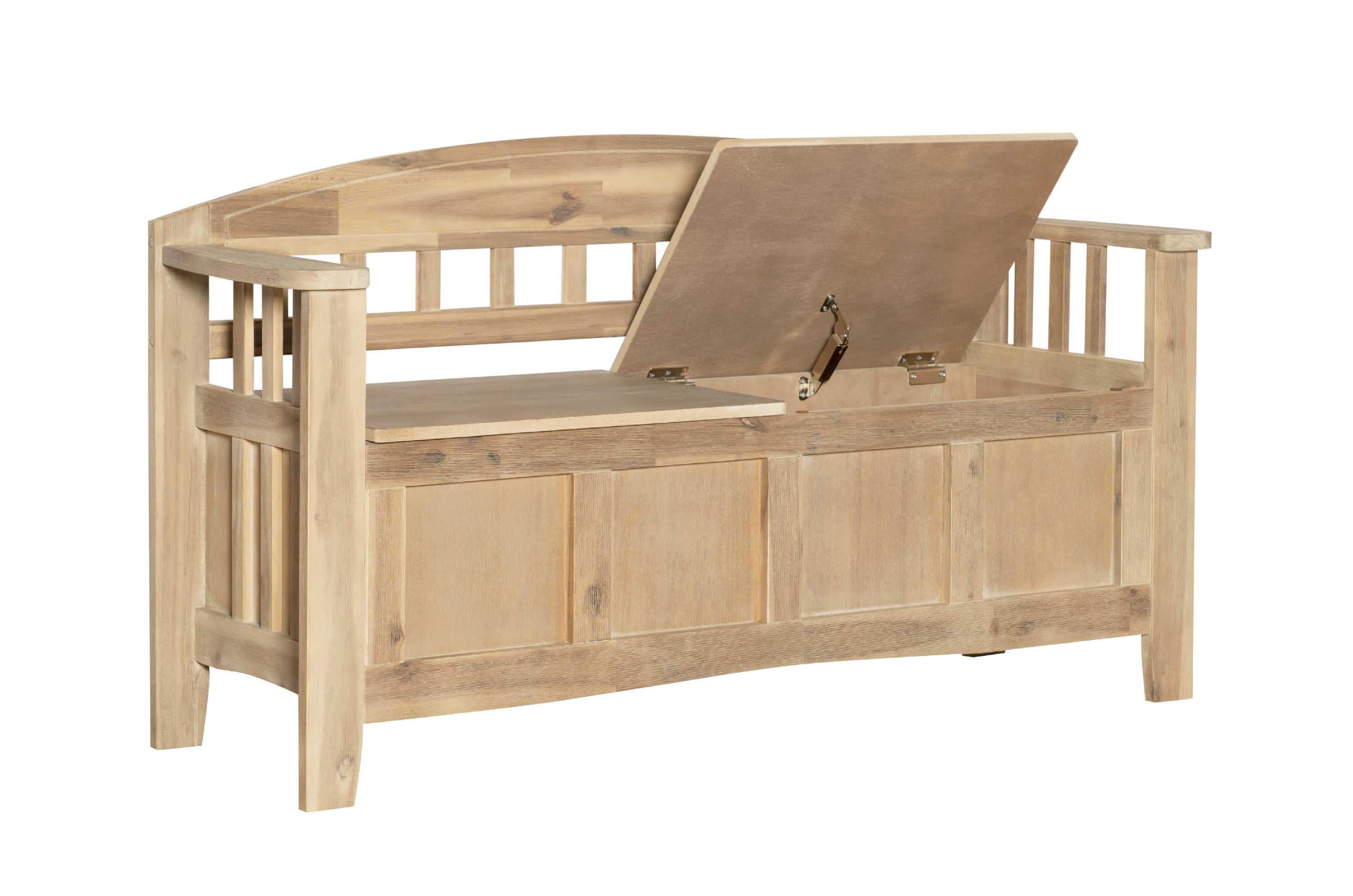 Linon Gilman Entryway Storage Bench, 18" Seat Height, Natural Wash Finish