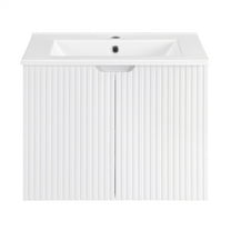 17.72 in. W x 23.62 in. D x 18.7 in. H Single Sink Bath Vanity with Recessed Handles in White with White Ceramic Top