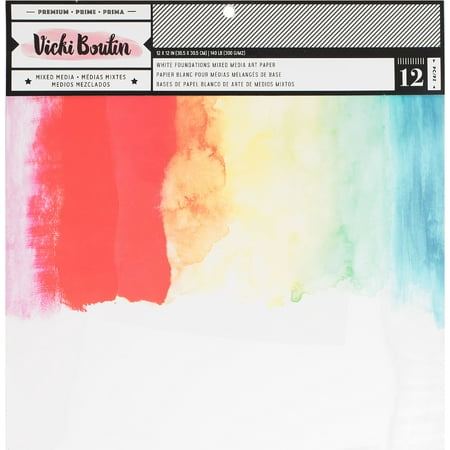 UPC: 0718813439176 | Vicki Boutin Mixed Media Foundations Paper 12 X12 12/Pkg Smooth White 140lb