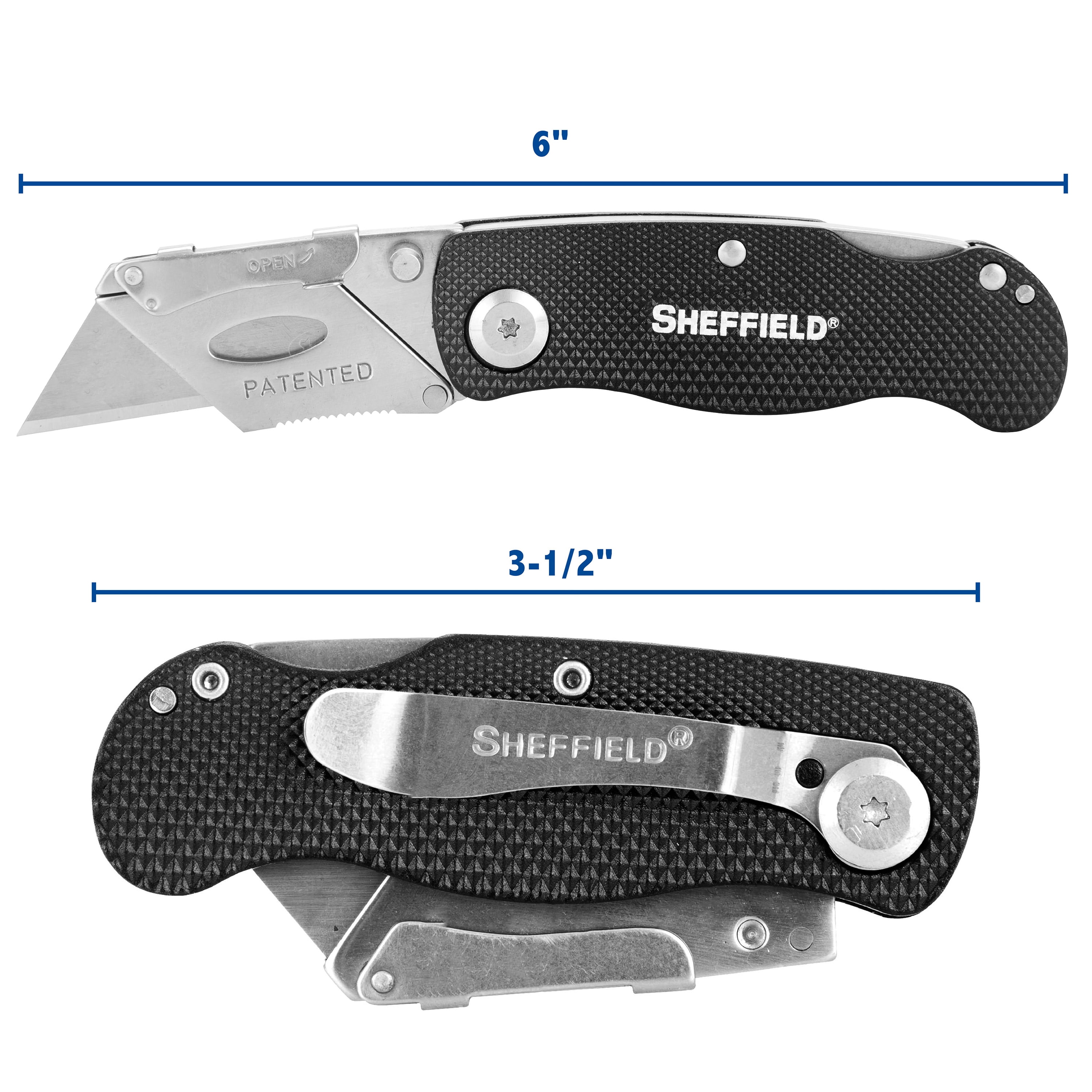 Sheffield Quick Change Folding Utility Knife, 6 inch, Black