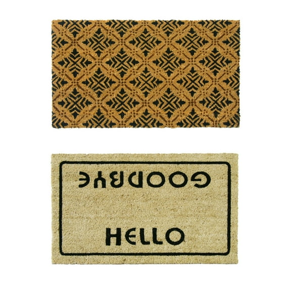 Rubber-Cal "Coir Walkoff Mats" - 2 Coco Coir Mats - 18" x 30"