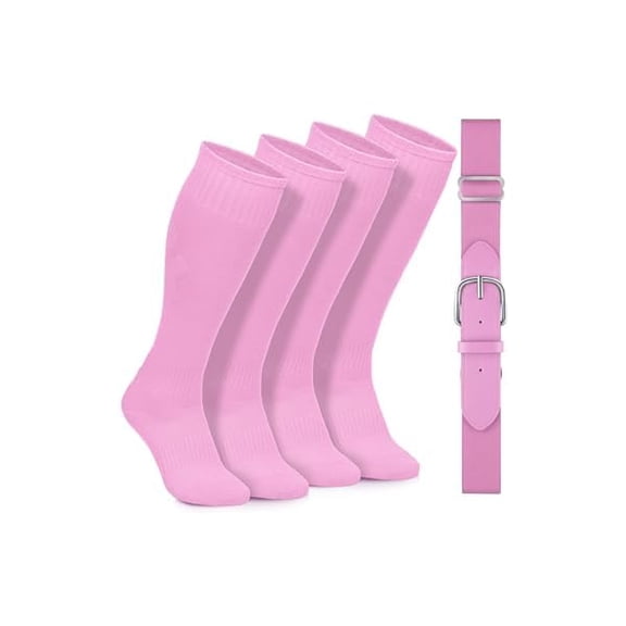 Eryueer2 Pairs Baseball Socks and Belt Cotton Adjustable Youth Baseball Softball Socks Belt for Boys Girls