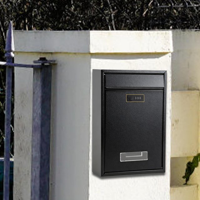 Buzón Mural con Cerradura de Combinación, Ideal para Comunidades Cerradas, Fácil Instalación, Resistente a La Intemperie, 8,6 X 3,3 X 12,6 Pulgadas (2 Negro mate
