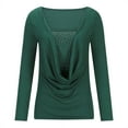 thumbnail image 6 of Jalioing Womens Tunic Top Sparkly Cowl Neck Blouse Spring Long Sleeved Pleated Slim Dressy Shirts (Small, Green), 6 of 8