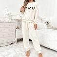 thumbnail image 5 of CONZONE Womens Pajamas Sets Flannel 2 Peice Pjs Set Long Sleeve Thick Sleepwear Tops Long Pants Panda Graphic Soft Fall Winter Nightwear Loungewear for Lady, 5 of 5