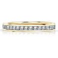 thumbnail image 1 of JeenMata Alianza de Bodas de 0,25 Quilates con Piedra Natal de Abril en Corte Princesa: Banda con Canal Pavé, Baño de Oro Amarillo de 18 K sobre Plata, 1 of 7