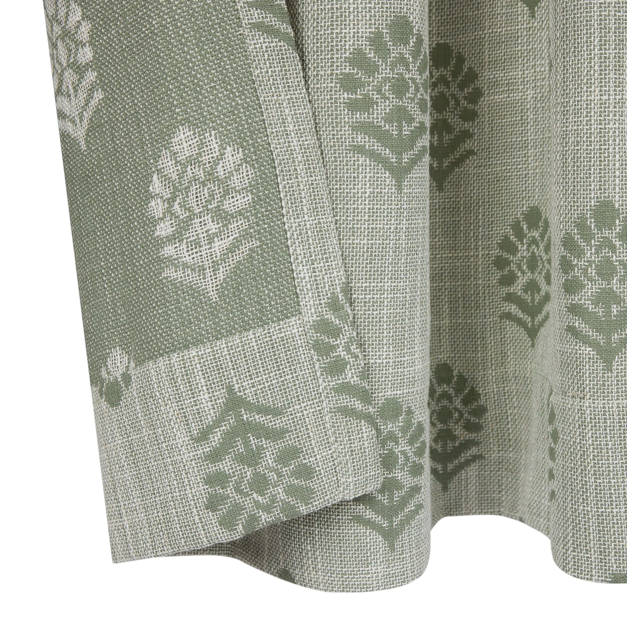 Better Homes & Gardens Floral Block Print Light Filtering Single Curtain Panel, Green, 50 in W x 95 in L