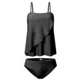 thumbnail image 7 of Fanxing Women Tankini Two Pieces Swimsuit Plus Size Tankinis Sets Push Up Tummy Control 2 Pcs Tummy Control Bathing Suits Swimwear Tankini Tops & Bottoms Black,XXXXL, 7 of 7