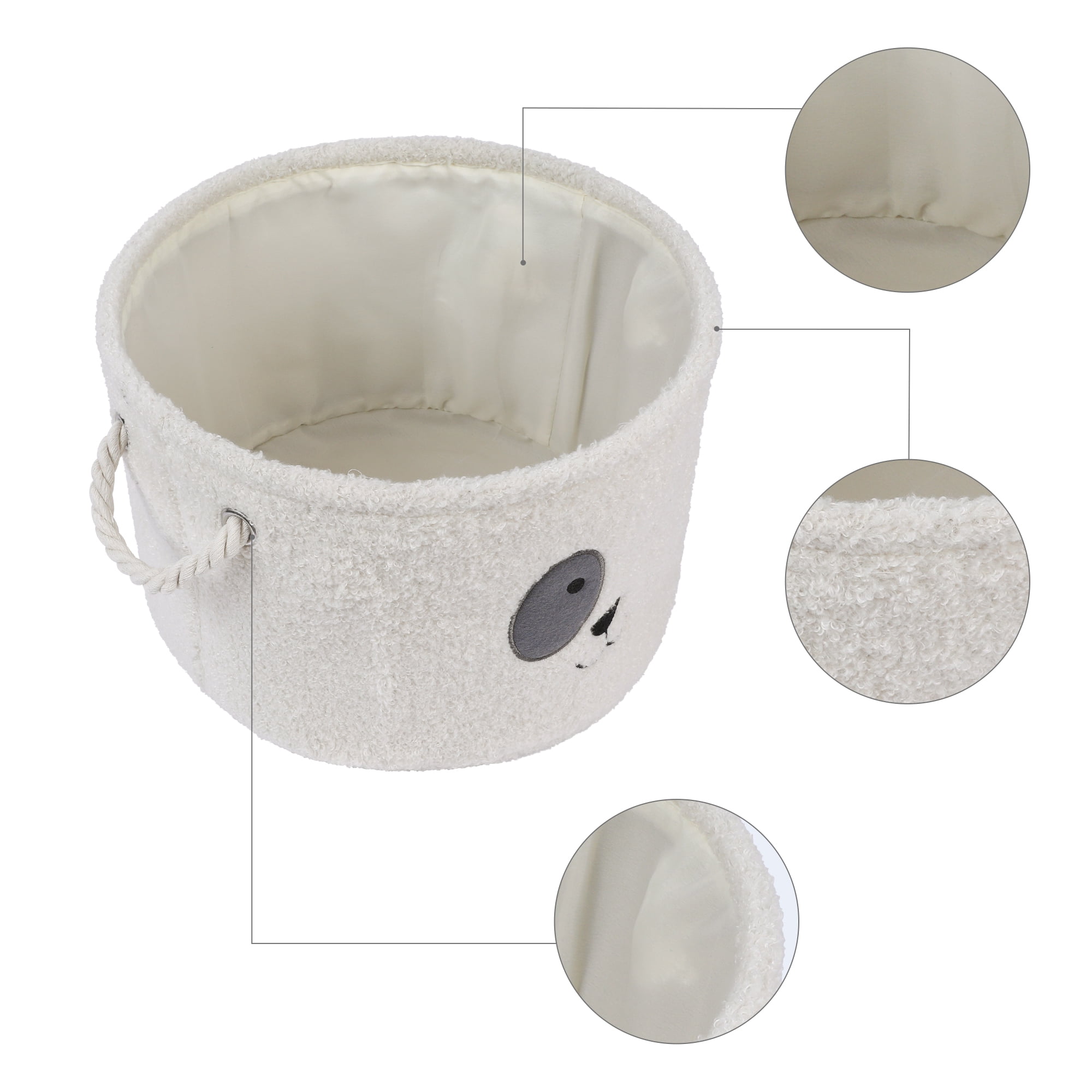 Unique Bargains Set of 3 Cotton Storage Bins with Handles Cream 13*8.1in