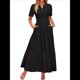 thumbnail image 3 of Vestido Informal de Verano para Mujer, de Corta, con Escote en V, Aberturas, Volantes y Ojales, Corte A Negro S, 3 of 10