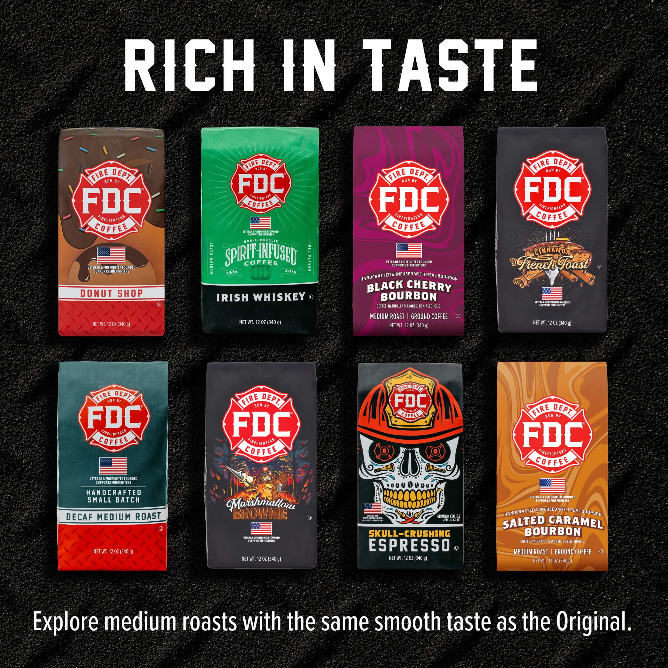 (6 pack) Fire Department Coffee, Shellback Espresso, Premium Ground Coffee, Medium Roast, 12 oz.