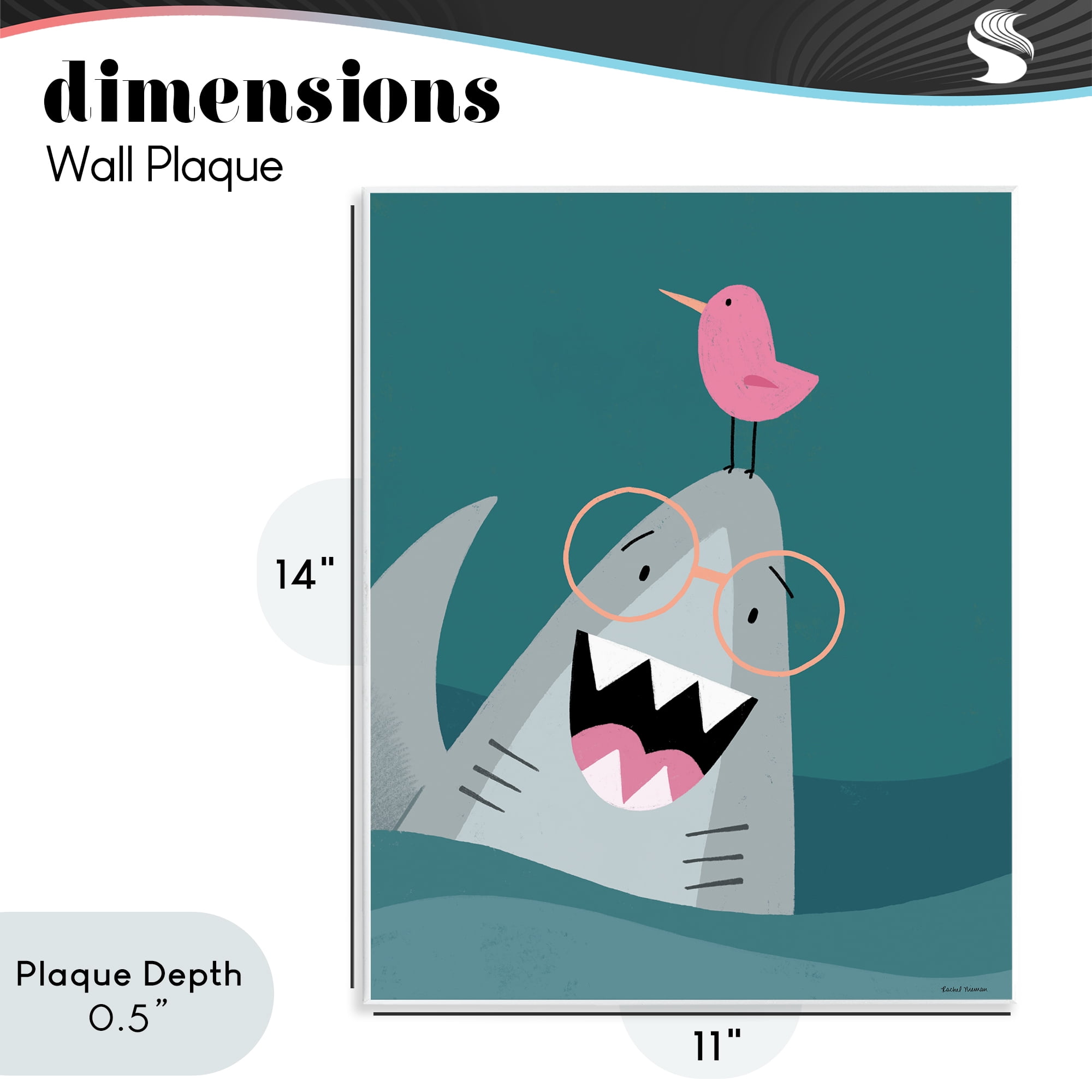 Stupell Industries The Friendliest Shark Wall Plaque Art, design by Rachel Nieman