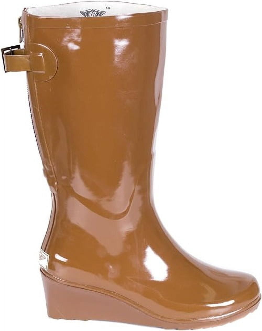 Forever Young Women's Tall Wedge Rain Boots with Mock Zipper