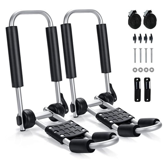 2Pcs J-Bar Kayak Roof Rack, Universal Foldable Kayak for Kayak, Canoe, Surf Board, Ski Board, Rooftop Mount on , Car and Truck Crossbar (One Side)