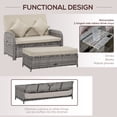 thumbnail image 4 of Outsunny Patio Loveseat Daybed w/ Storage, Footrest & Tables, Gray, 4 of 8