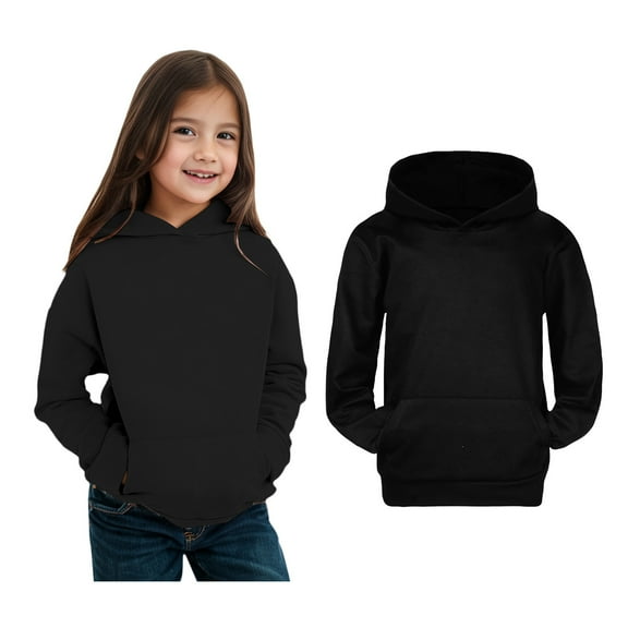 Kids Girls Hoodies Black Hoodie Long Sleeve Pullover Hoodie Sweatshirt Fall Clothes Girls Sweatshirts Size 8-9 Years