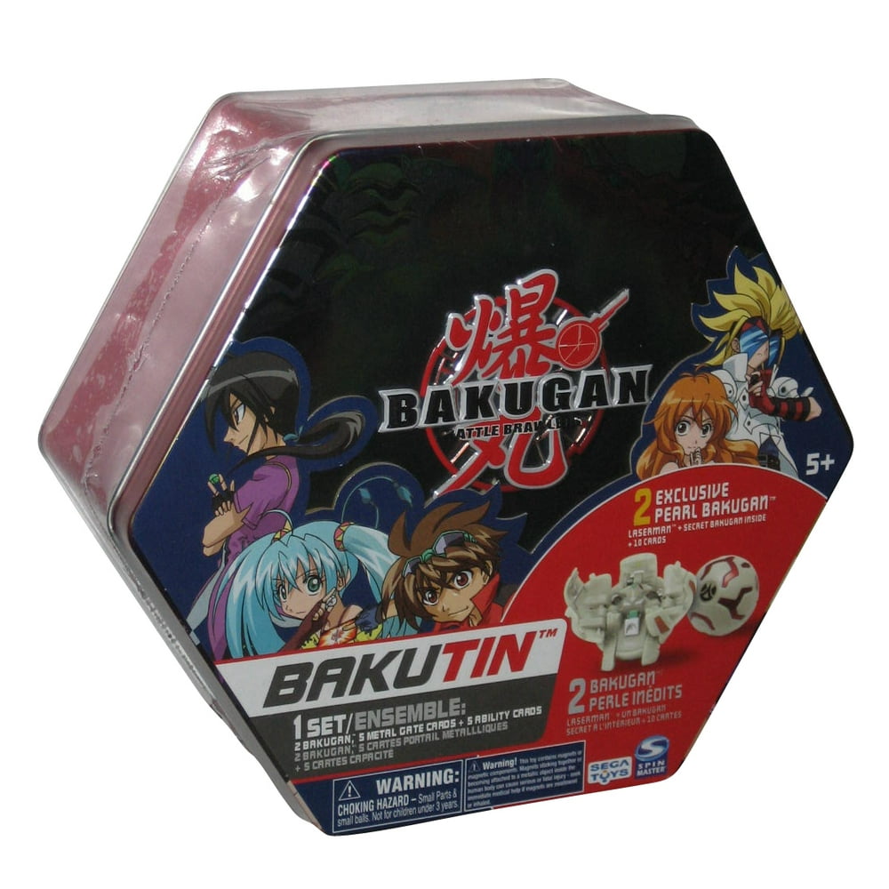 Bakugan Battle Brawlers BakuTin Toy Card Set w/ Red Tin Case Holder