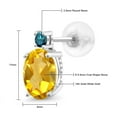 thumbnail image 5 of Gem Stone King 14k White Gold Yellow Citrine and Blue Diamond Earrings for Women (2.73Cttw, GemstoneNovember Birthstone, Oval 8X6MM, Round 2.5MM), 5 of 5