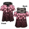 thumbnail image 4 of Lapaplus Plus Size Women's Cold Shoulder Lace Blouse - Floral Print Jersey Fabric Tops for 2025 Summer Casual & Party Wear, 4 of 5