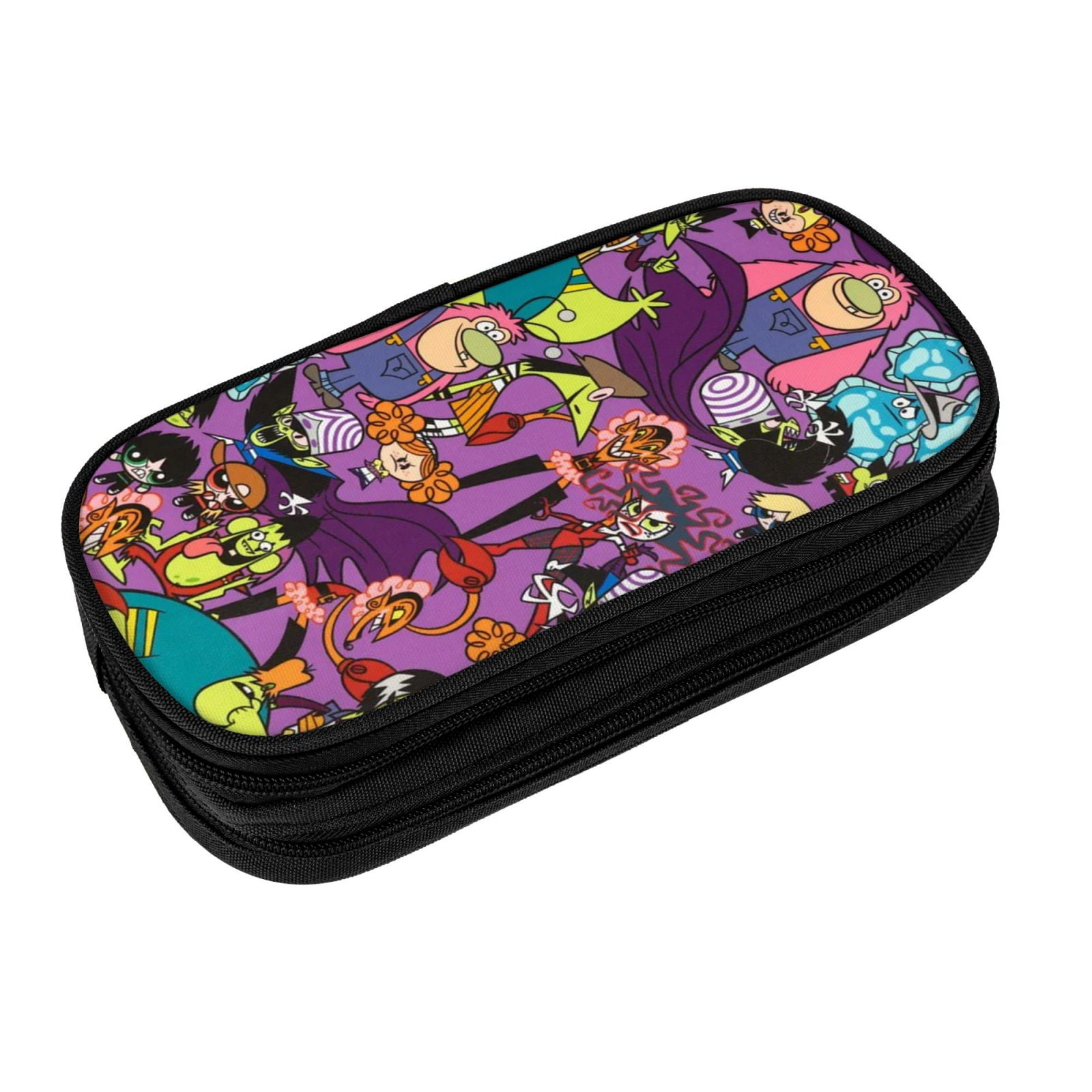 The Powerpuff Gi-rls Pencil Case Large Capacity Pencil Pouch Penbag Office Stationery Organizer Travel Makeup Bag Black