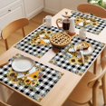 thumbnail image 5 of Sunflower Placemats Set of 6 Gnomes Black White Checkered Farmhouse Place Mats Indoor Wipeable Table Mats Washable Cloth Dining Table Placemats for Kitchen Holiday Party Home Decor 13x19 Inch, 5 of 9