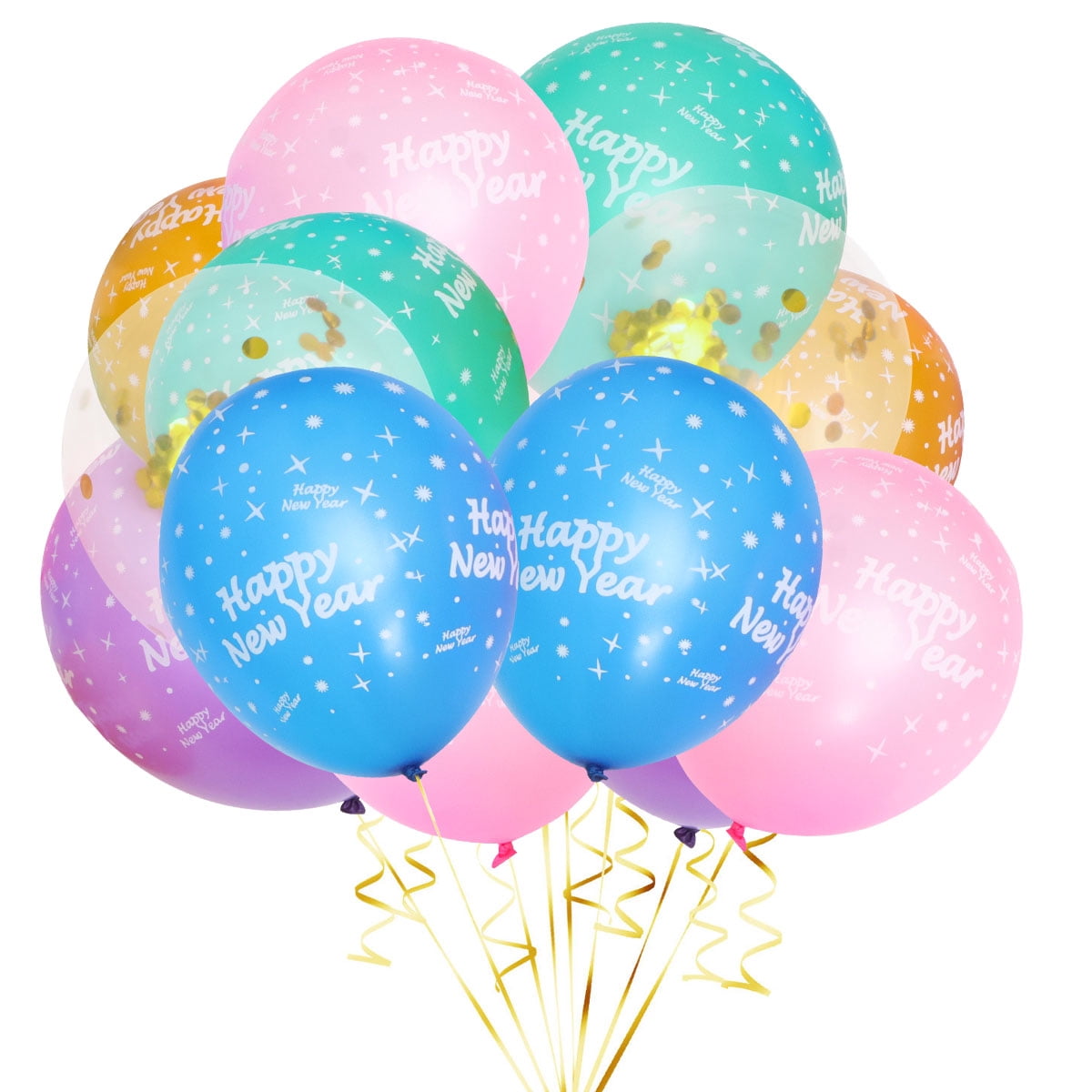 15pcs Happy New Year Balloons Colorful Latex Balloons Party Supply