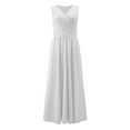 thumbnail image 5 of Bigersell Formal Dresses for Women Wedding Guest Women's Fashion Casual Loose Sleeveless Solid V-Neck Floor-Length Dress Women's Plus Sun Dress Style 10176, Female Mini Short Dresses White L, 5 of 6