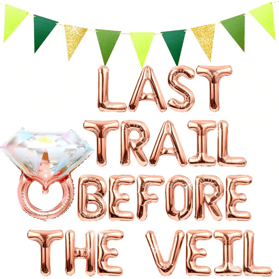 Rose Gold Mountain Bachelorette Party Decorations Last Trail Before The Veil Banner Balloon Hiking Supplies