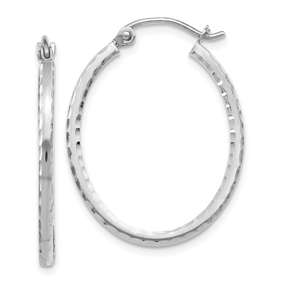 10K White Gold Earring Hoop Women'S Diamond-Cut 27 mm 21