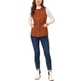 thumbnail image 2 of INSPIRE CHIC Women's Sleeveless Jacket Drawstring Waist Zip Up Cotton Cargo Vest with Pocket Ginger S, 2 of 6