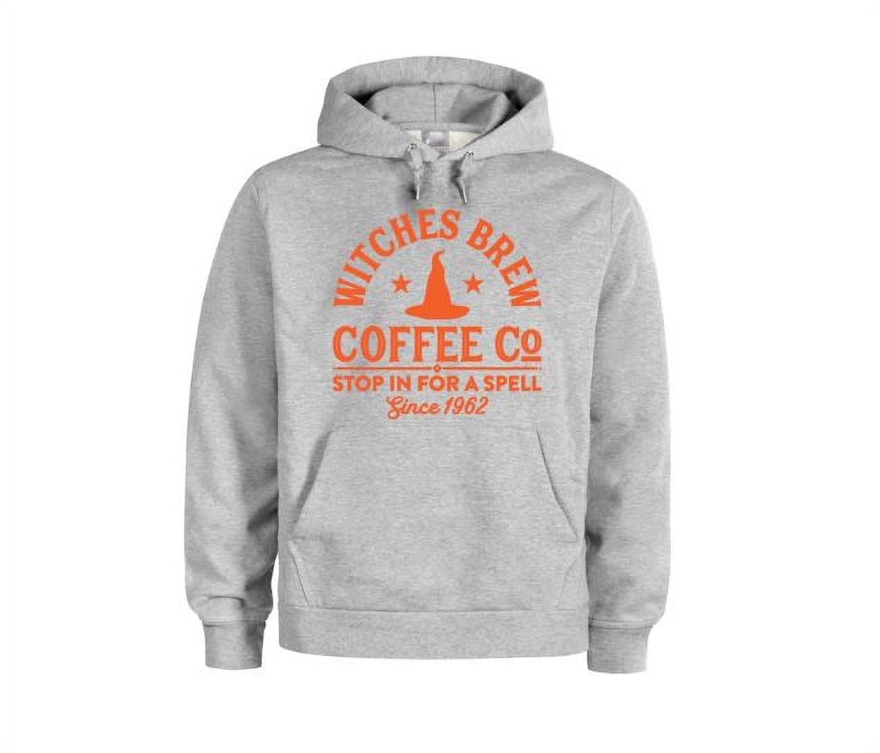 Chase Me Tees Halloween Hoodie, Witches Brew, Coffee Apparel, Funny Hoodies, Halloween Apparel, Gift for Her, Hoodies, Graphic, Halloween Outfit, Trendy, Grey (