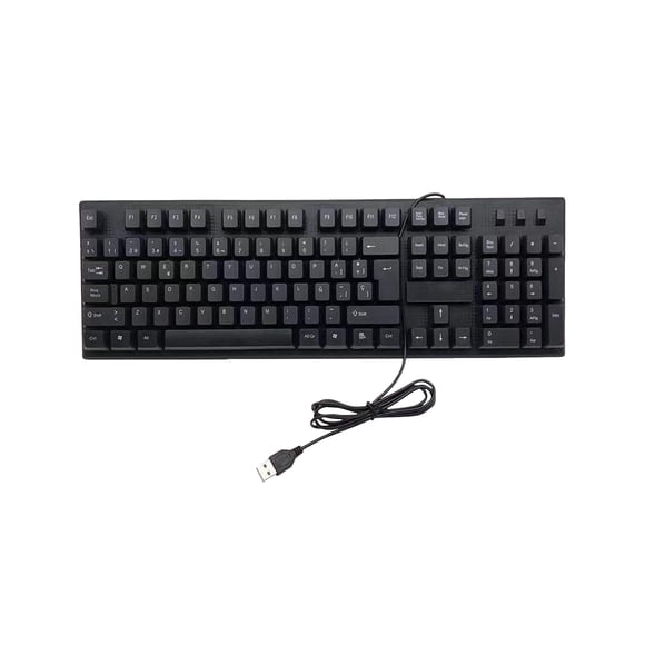 108 Keys Waterproof Multiple Languages Ergonomic USB Wired Keyboard for PC Laptop - Black A