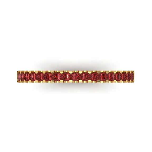0.285 ctw Wedding Band for Women - 18K Yellow Gold Natural Garnet Stackable Eternity Ring