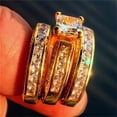 thumbnail image 2 of Micro Inlaid Zircon Three-Piece Luxury Couple Zircon Ring, 2 of 2