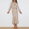 thumbnail image 3 of Vestidos de noche elegantes para boda, vestido de raso para mujer, manga larga, cintura elástica, vestido formal para boda, invitado de cóctel, vestido de baile, vestido de fiesta, maxivestido, 3 of 6