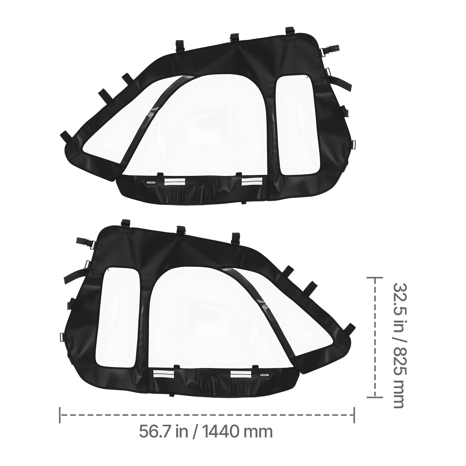 VEVOR Cab Enclosure Upper Doors, Compatible with Polaris RZR XP 1000/XP Turbo 2014-2023, Soft Upper Doors, Windproof Upgraded Zipper UTV Soft Side Window Kit, Work with Side Mirrors and Windshields