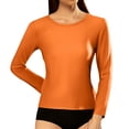 thumbnail image 1 of T-shirt Décontracté à Manches Longues Côtelé Col Rond Slim pour Femmes, 1 of 6