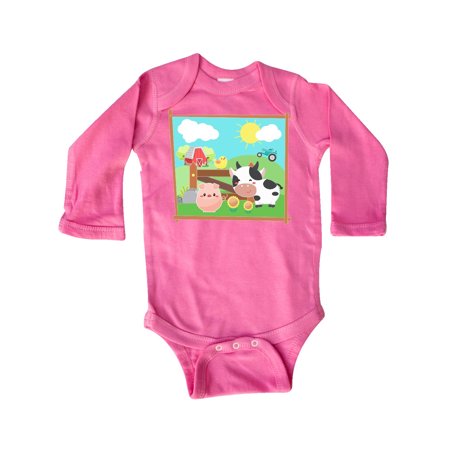 

Inktastic Farm Animals with Cow Chick and Pig Gift Baby Boy or Baby Girl Long Sleeve Bodysuit