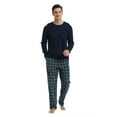 thumbnail image 2 of Apparonia Men's Pajamas Sets Plaid Sleepwear Long Sleeve Shirts and Pants Lightweight Soft Mens Pjs Lounge Set with Pockets Navy White Plaid L, 2 of 6