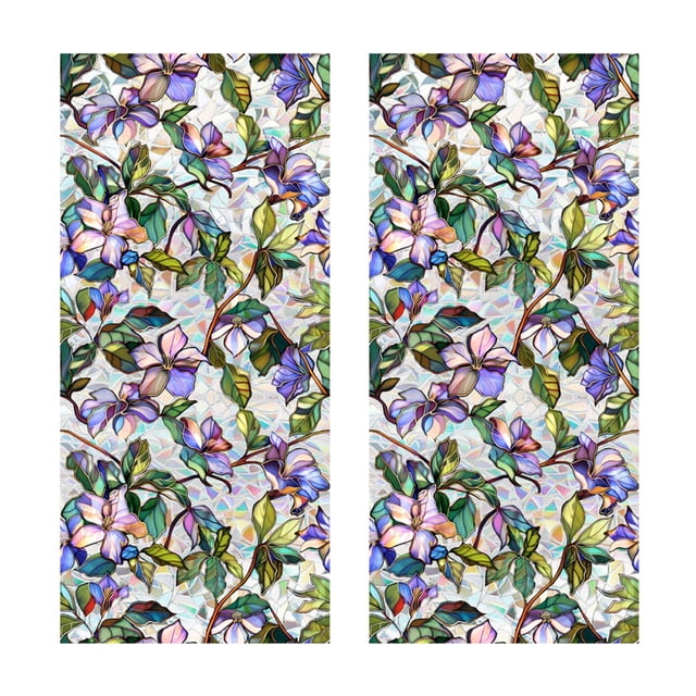 Pegatina de PVC para de vidrio, decoración de flores de colores, película decorativa para apartamento, restaurante, puerta de ducha
