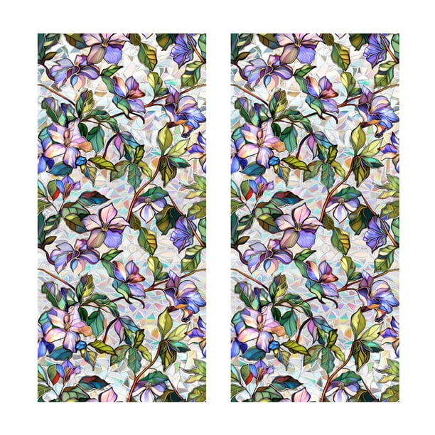 Pegatina de vidrio, película decorativa, flores de colores, práctica y única pegatina para ventana, pegatina para ventana de oficina y dormitorio.
