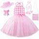 thumbnail image 2 of Disfraz de película Barbi para niñas, vestido de tul con tutú de princesa a cuadros rosa para niñas pequeñas, ropa de fiesta de cumpleaños y Halloween, 2 of 5