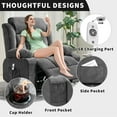 thumbnail image 4 of EuKer Recline Rocker Swivel Chair, Rocker Recline with Massage and Heat for Bedroom, Living Room, Gray, 4 of 8