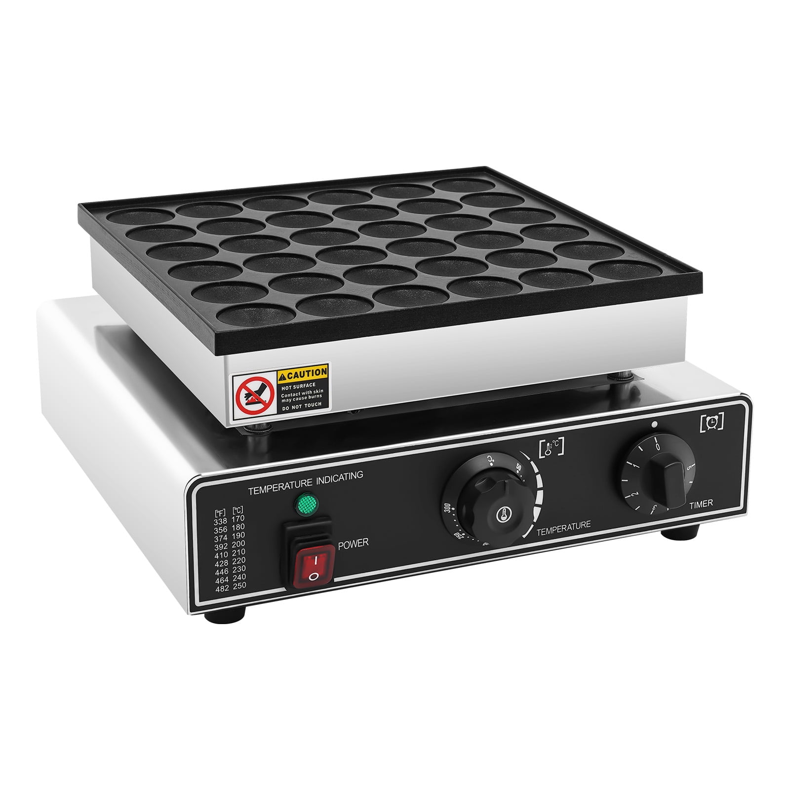 36-Hole Waffle Maker, 950W Commercial Grade with Adjustable Temperature 122-572°F, 4.8cm Round Molds, Ideal for Bakeries and Restaurants