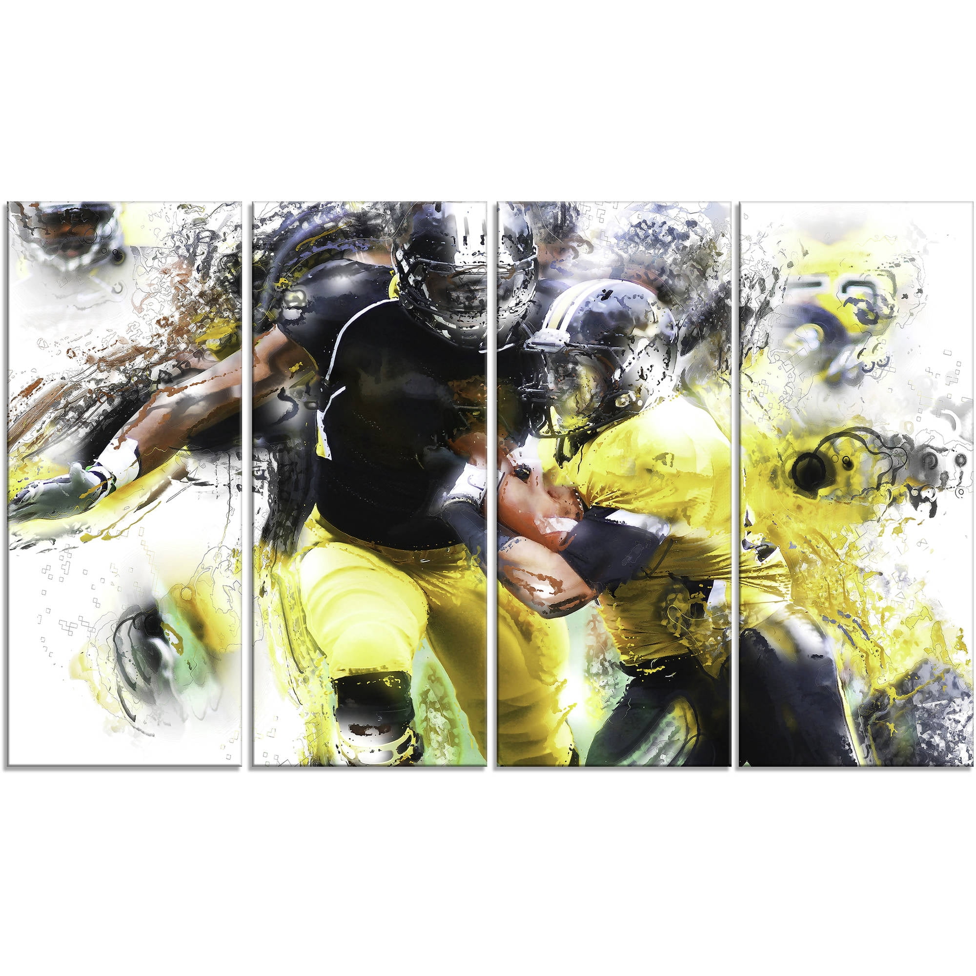 Design Art Football Ball in Play 4 Piece Graphic Art on Wrapped Canvas Set
